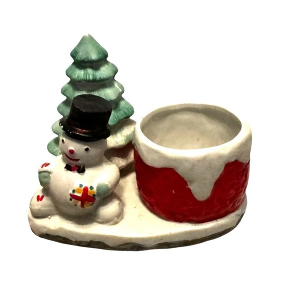 Ceramic Christmas Snowman & Tree Planter - Festive Holiday Decor - Picture 9 of 16